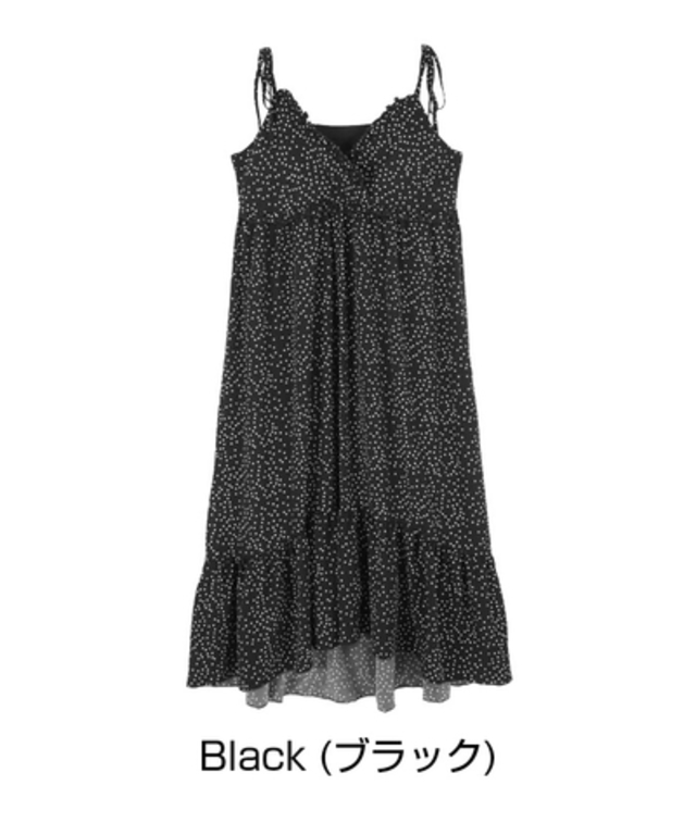 リボンショルダーキャミソールティアードワンピース