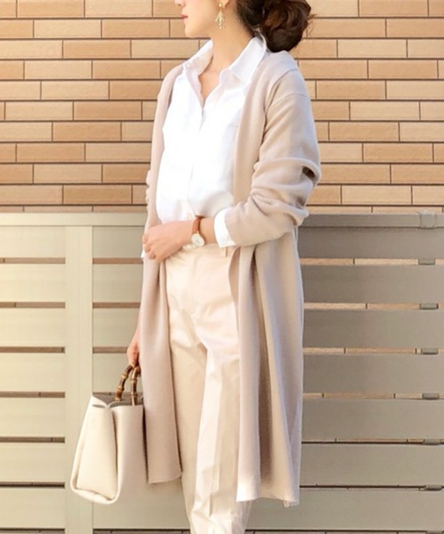 スムース編みスプリングニットガウンコート