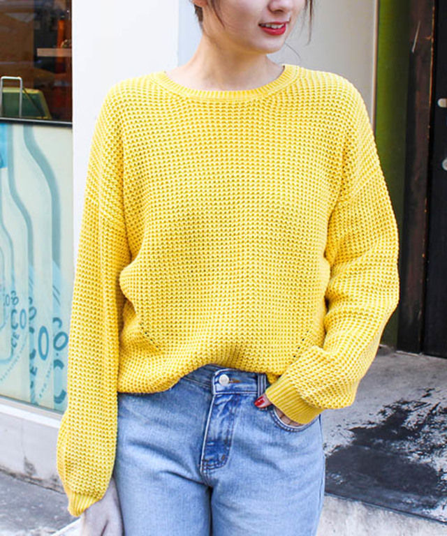 ローゲージクルーネックニット