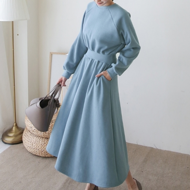 裏起毛ラグランワンピース