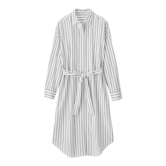 ストライプシャツワンピース(長袖)