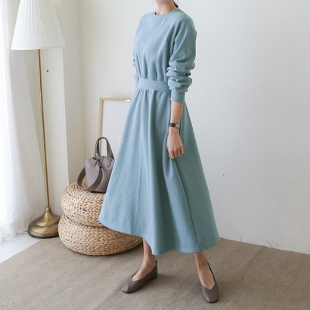 裏起毛ラグランワンピース