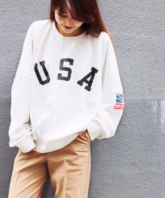 via j "USA"ロゴトレーナー