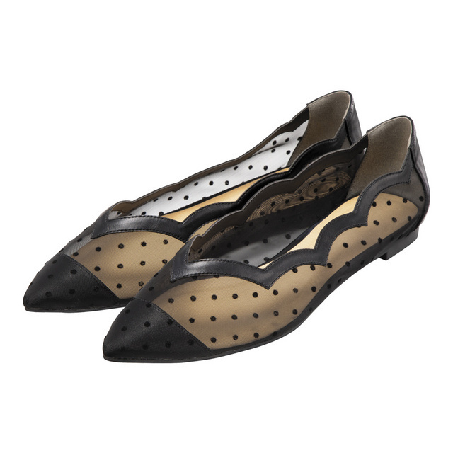 チュールレースフラットシューズ