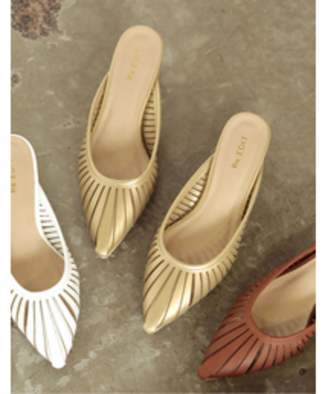 メッシュデザインポインテッドトゥミュールサンダル