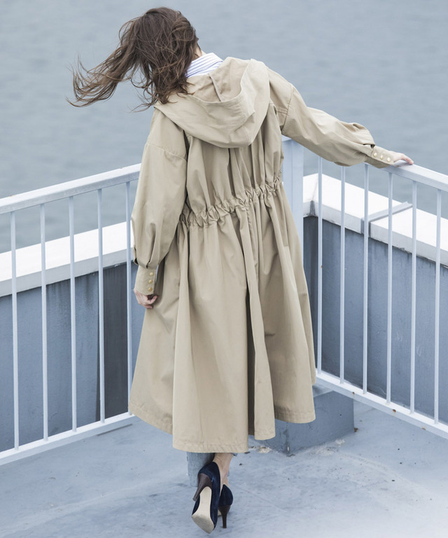 MILITARY HOOD FLARE LONG COAT