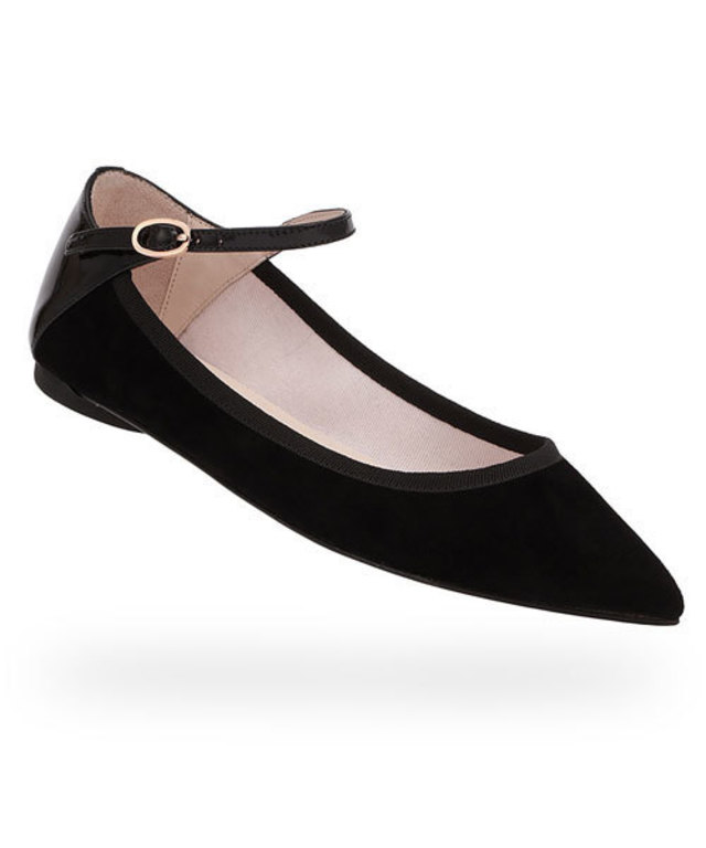 バレリーナ クレメンス パテントレザー＆ゴートスキンスエード Black