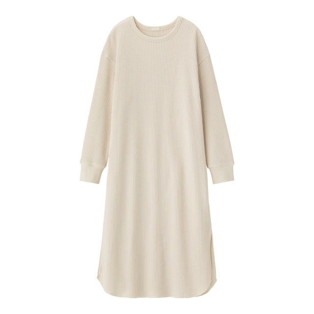 ワッフルスリットワンピース(長袖)