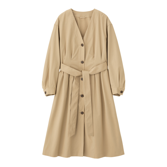 フロントボタンノーカラーコート