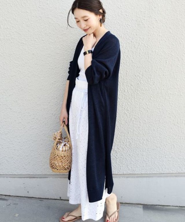 リネンロングカーディガン