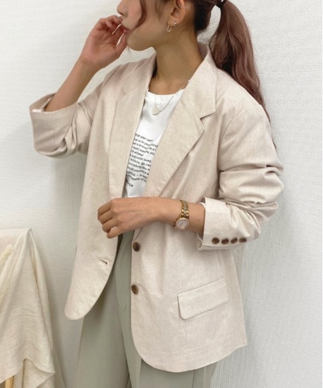 リネン混テーラードジャケット【ZOZOTOWN限定アイテム】