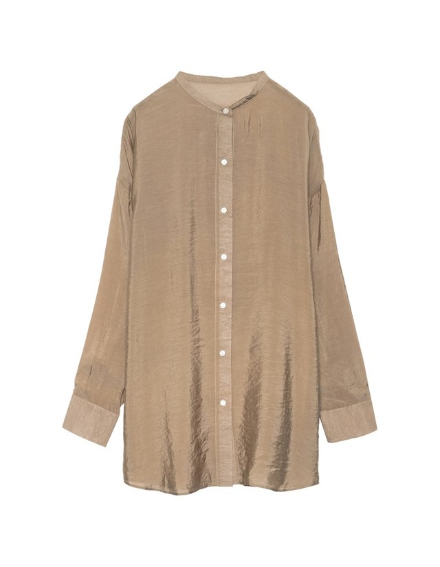 レーヨンブレンドマオカラーシアーシャツ