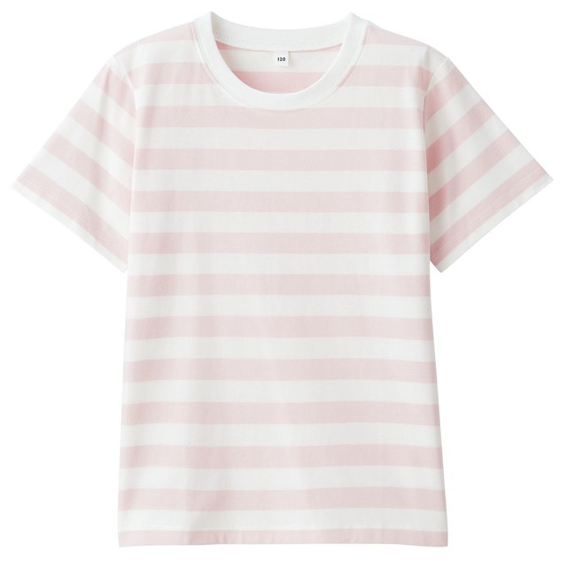 インド綿天竺編みボーダー半袖Tシャツ