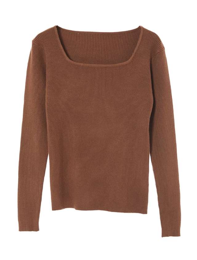 スクエアネックコンパクトリブニット