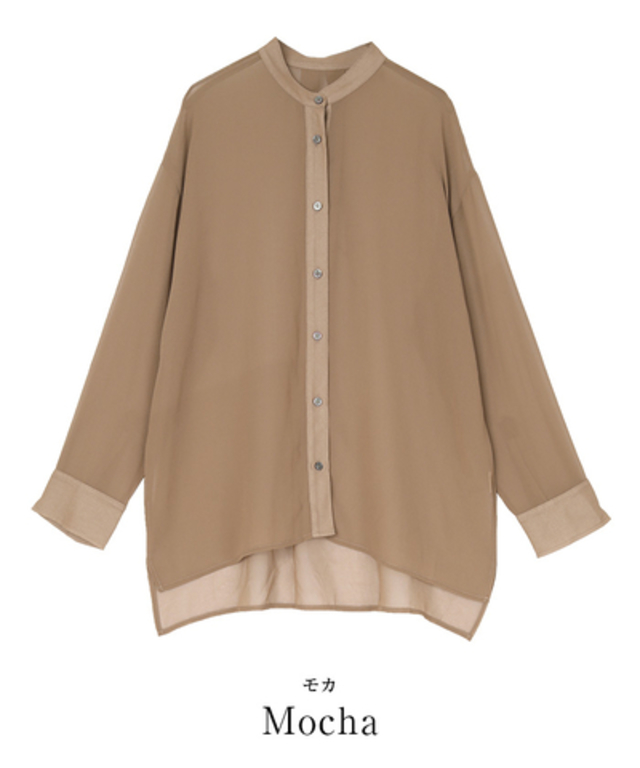 バンドカラーシースルーシャツ