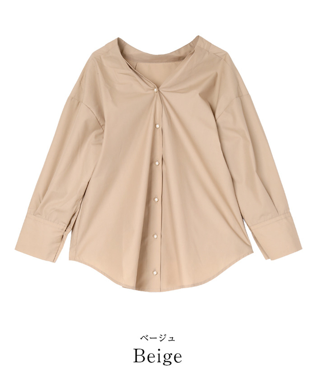 前後2wayパールボタンシャツブラウス