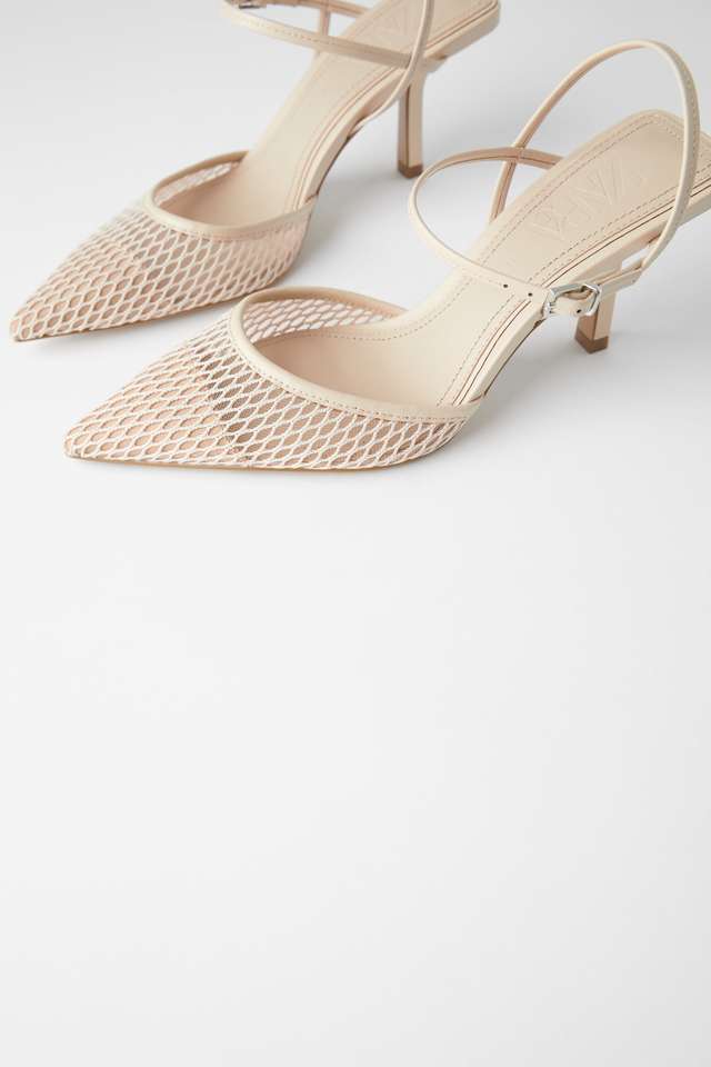 スリングバック仕様ミッドヒールメッシュシューズ