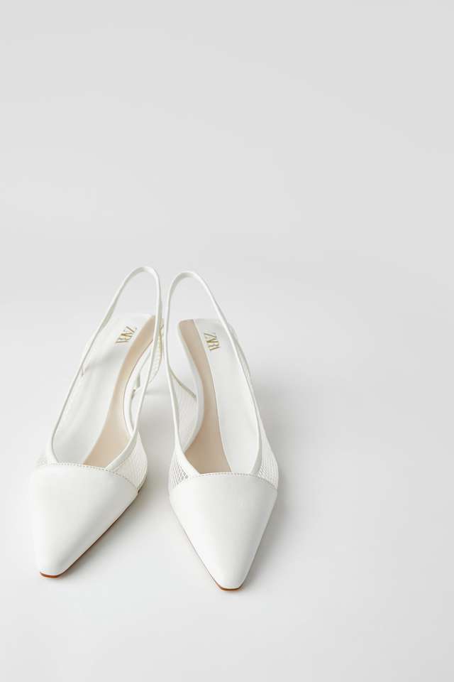 スリングバック仕様ミッドヒールメッシュシューズ