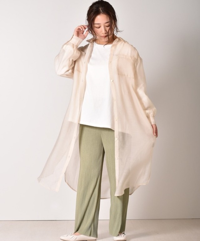 シアーシャツワンピース