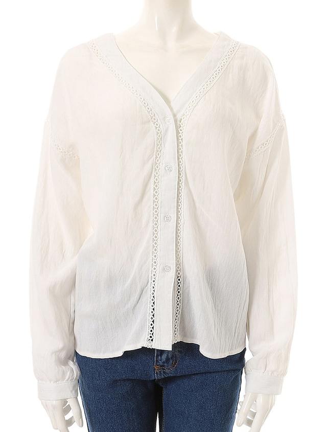 Vネックラインデザインブラウス