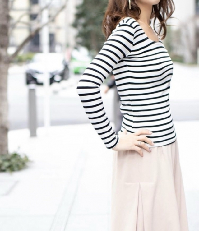 レフアフレンチボーダーバックシャントップス