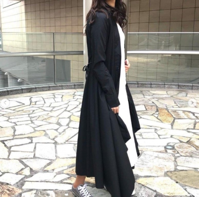 ウエストボータイロングガウンシャツ