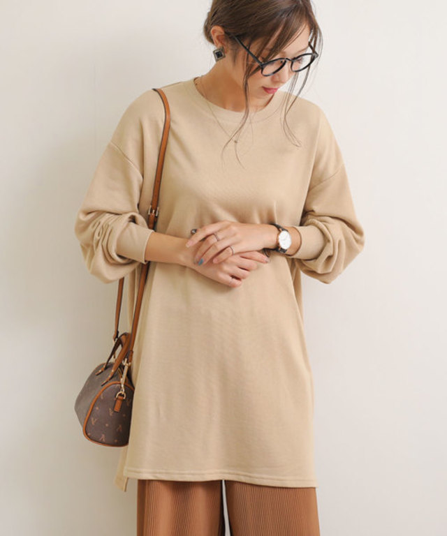 ミニ裏毛オーバーサイズ長袖スウェットチュニック