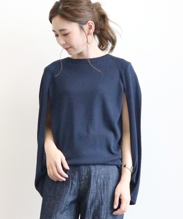 マント風ニットプルオーバー