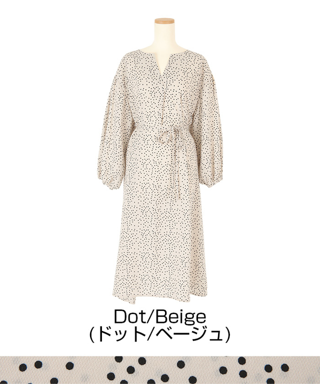 スキッパーボリューム袖ワンピース