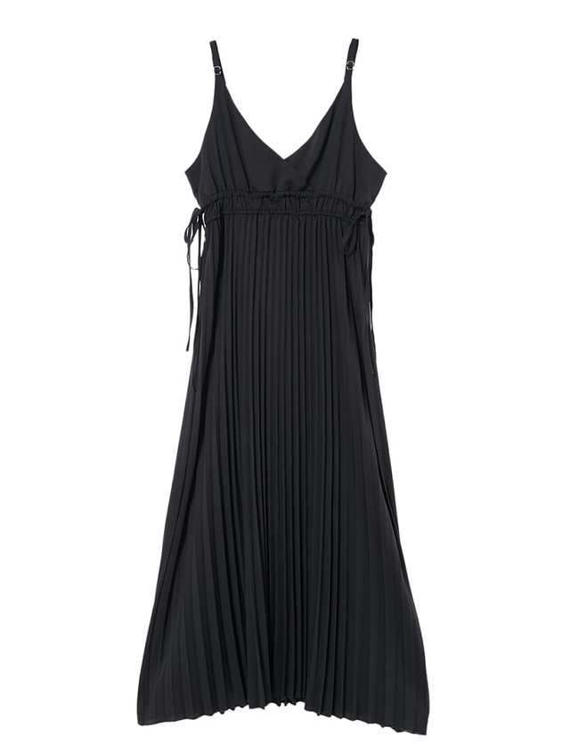 サイドリボンキャミソールプリーツマキシワンピース