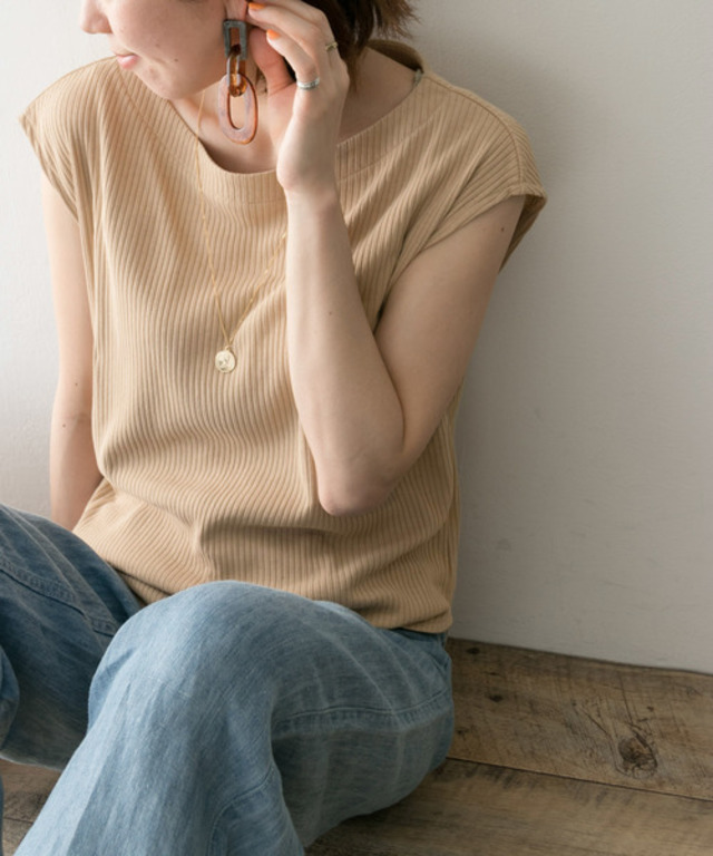 機能素材針抜きテレコカットソー