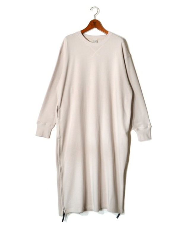 サイドジップクルーネックスウェットワンピース