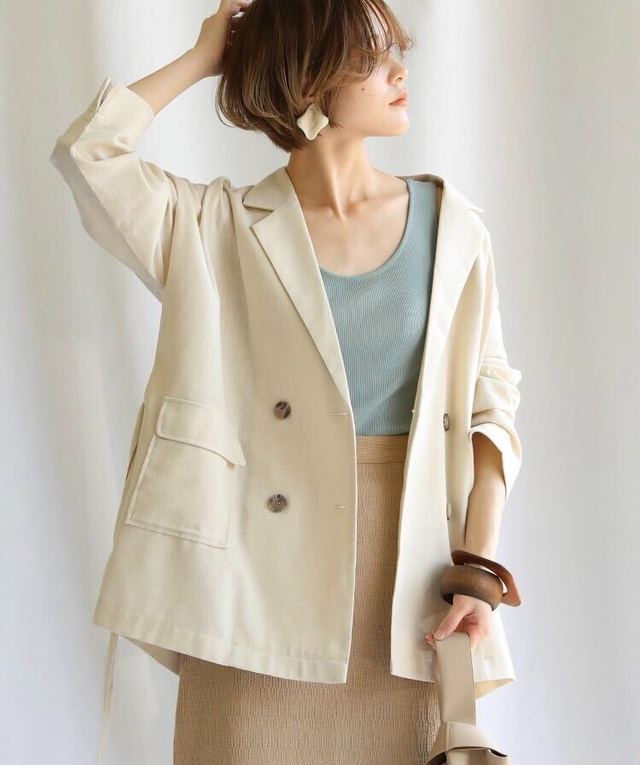 2020 S/S リネン混テーラードジャケット/麻ブレンドルーズサマーダブルジャケット