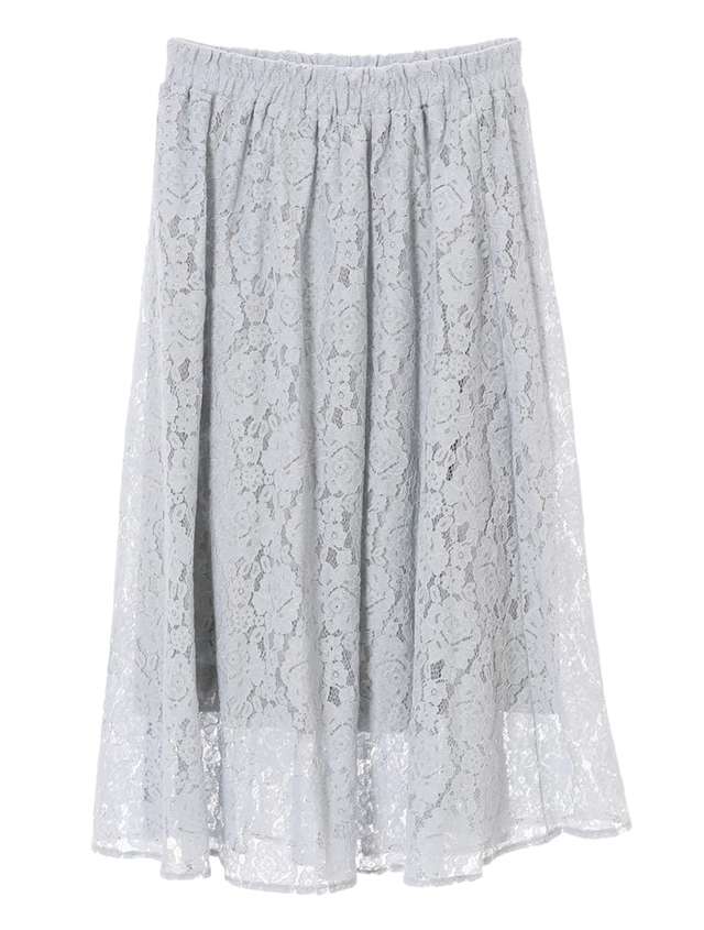 総レースフラワーフレアスカート