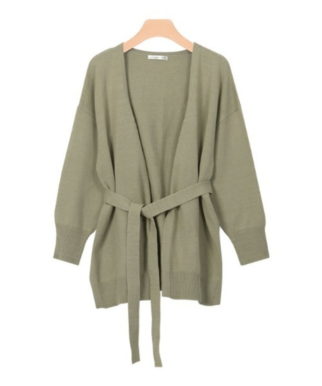 綿混ベルト付き ショートカーディガン