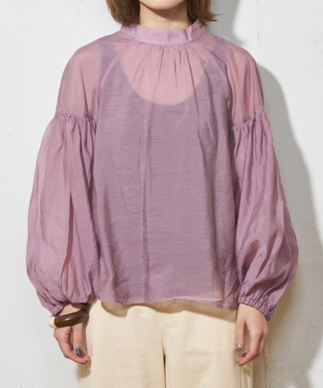 シアーボリュームスリーブブラウス