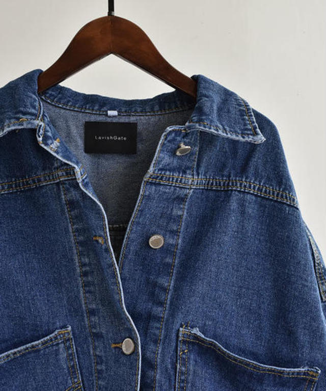 outer-02006　バックスリットデザイン　オーバーサイズ　ショート丈　デニムジャケット