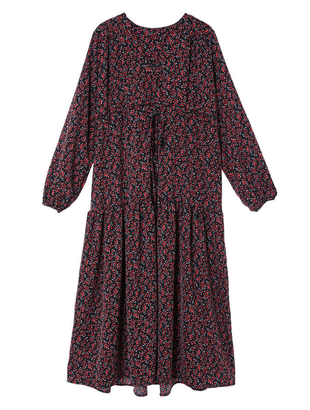 小花柄ウエストリボンワンピース