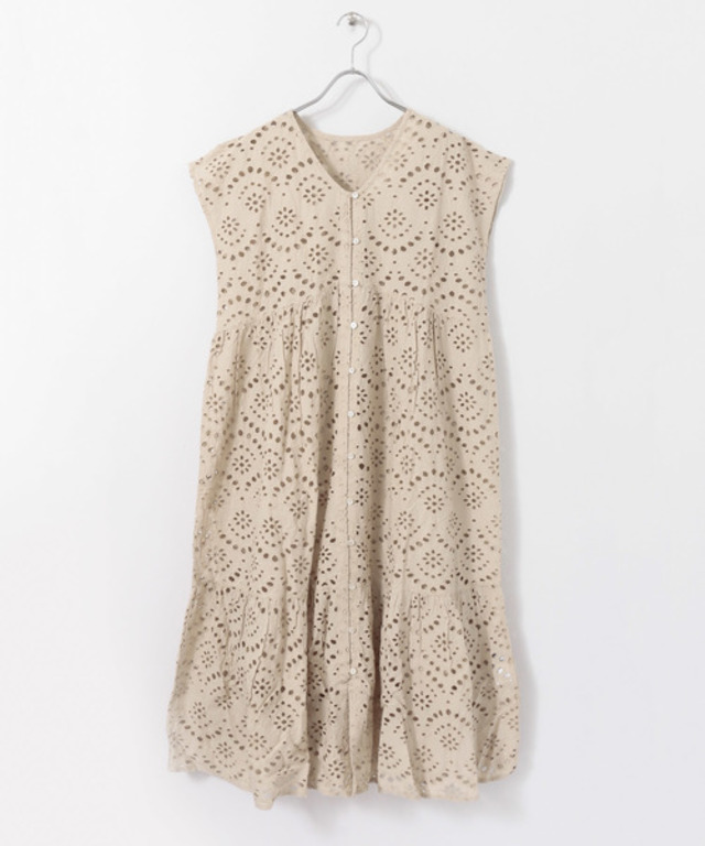 カットワークレースフレンチワンピース