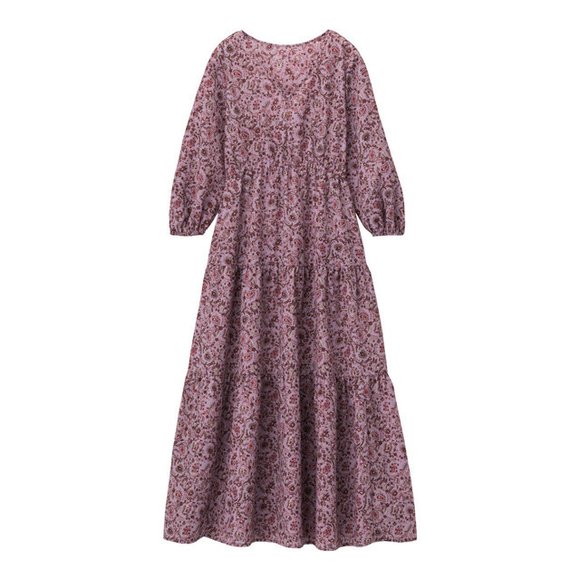 ペイズリープリントティアードワンピース（7分袖）