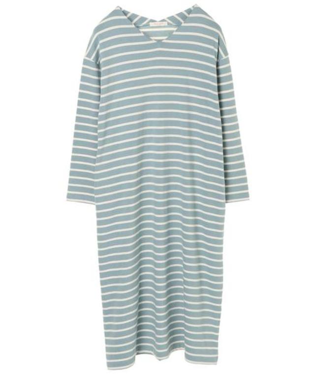 ボーダーＶネックカットワンピース