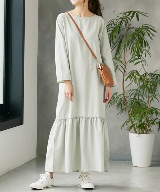 裾ティアードIラインマキシワンピース