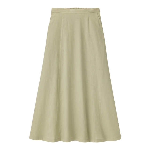 リネンブレンドフレアロングスカート