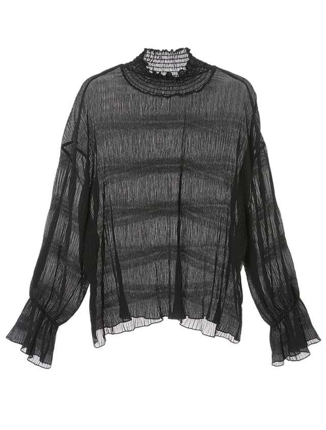 プリーツギャザーシフォンブラウス