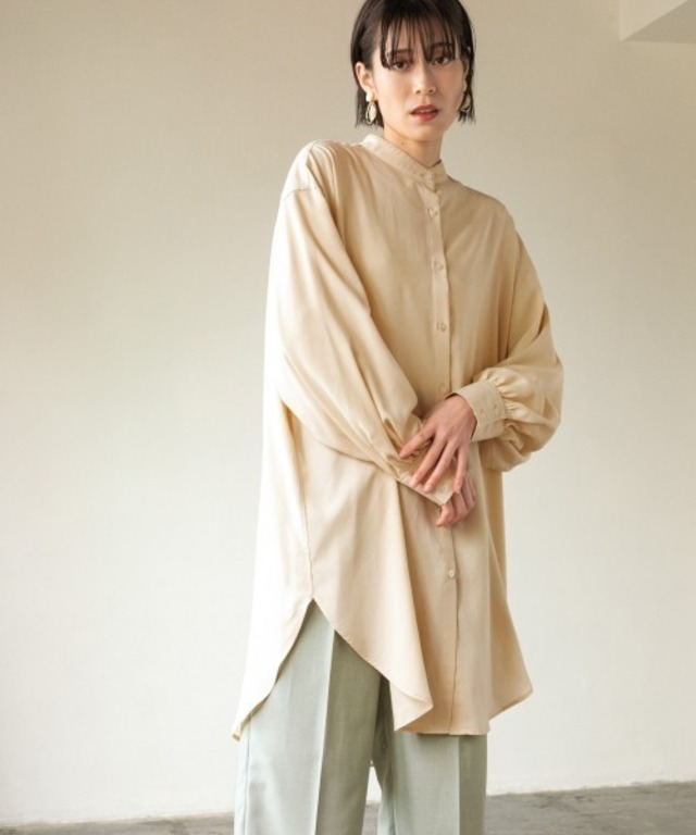 バンドカラールーズシャツ