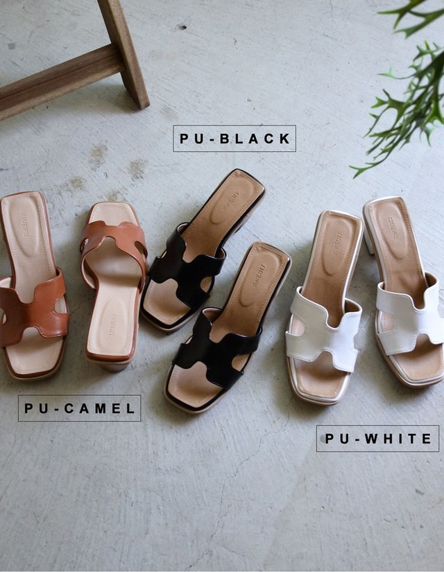 カッティングベルトスクエアトゥサンダル