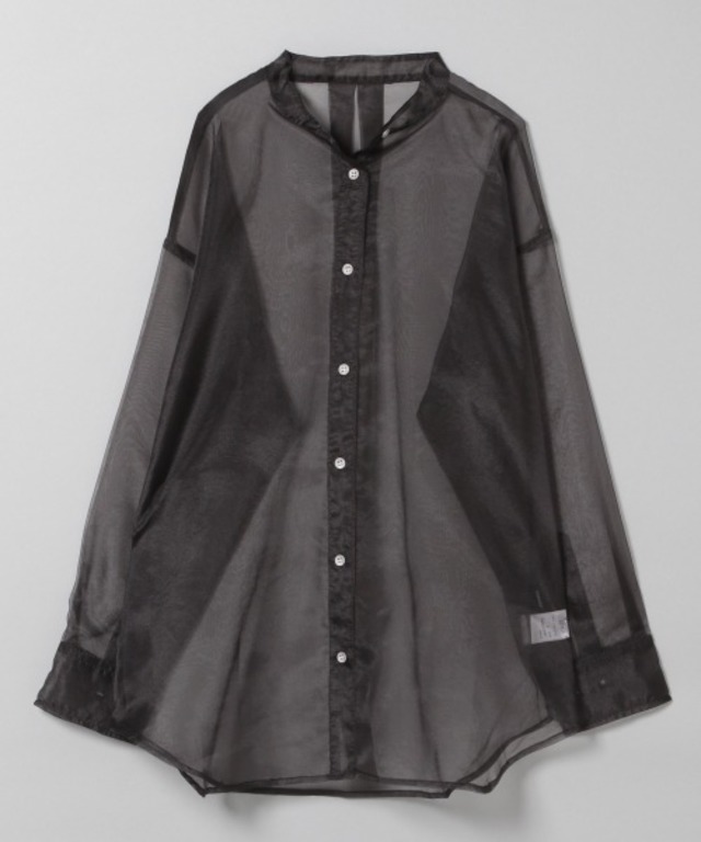 シアーバンドカラーシャツ