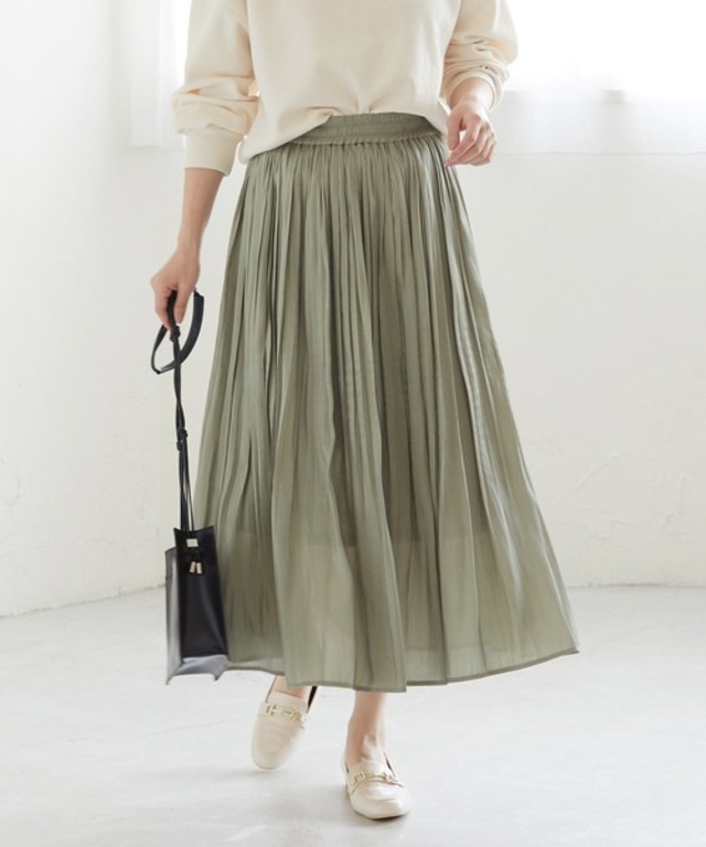 フェードアウトシャイニーサテンプリーツスカート