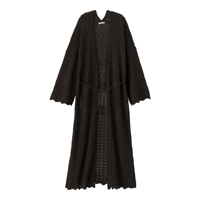 透かし編みロングカーディガン