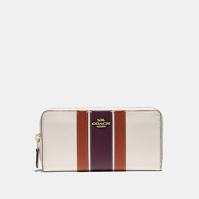 アコーディオン ジップ ウォレット ウィズ ヴァーシティー ストライプ